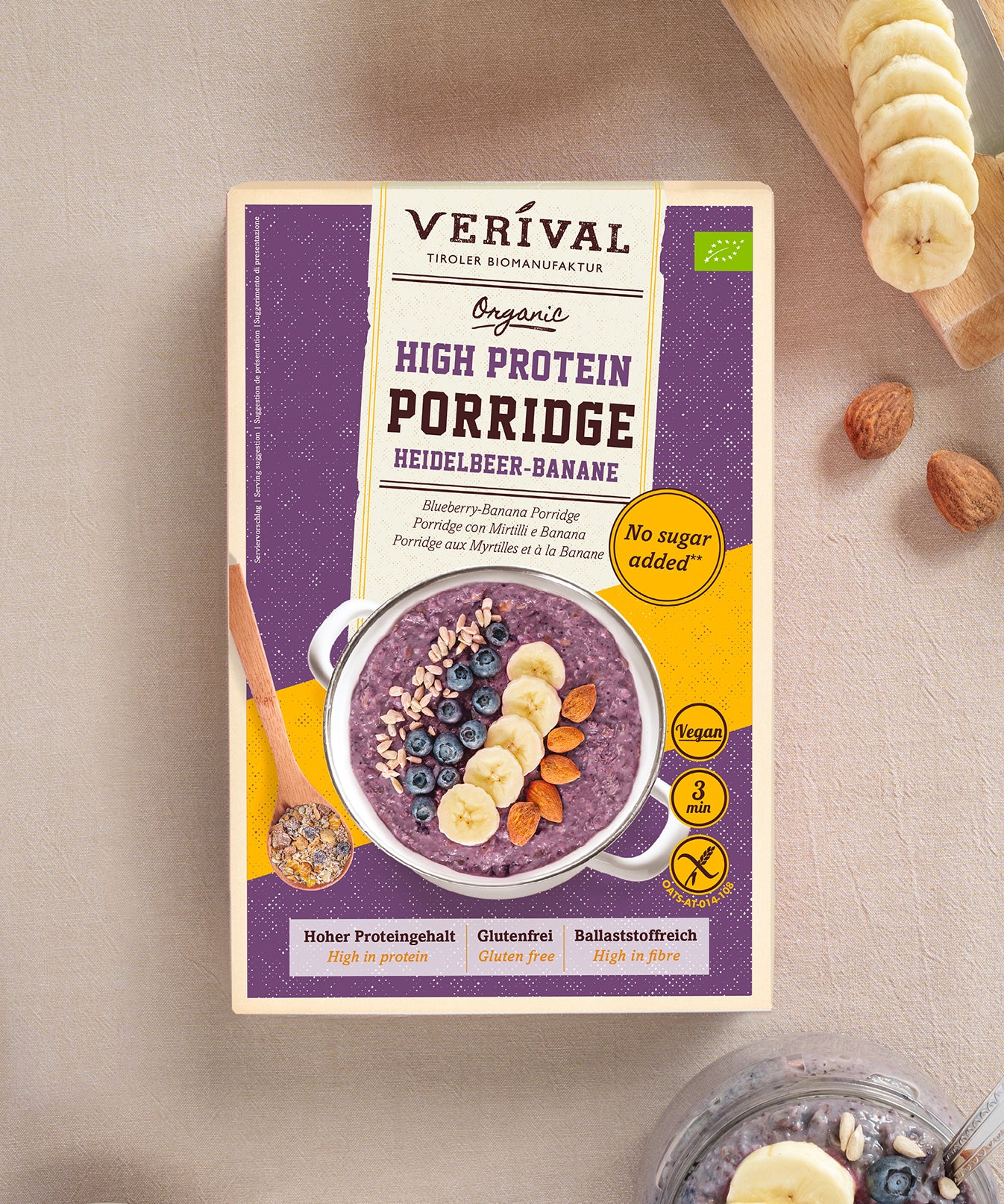 High protein porridge blueberry-banana